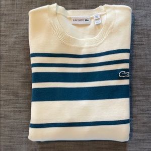 Lacoste Mens Crewneck Sweater Blue/White